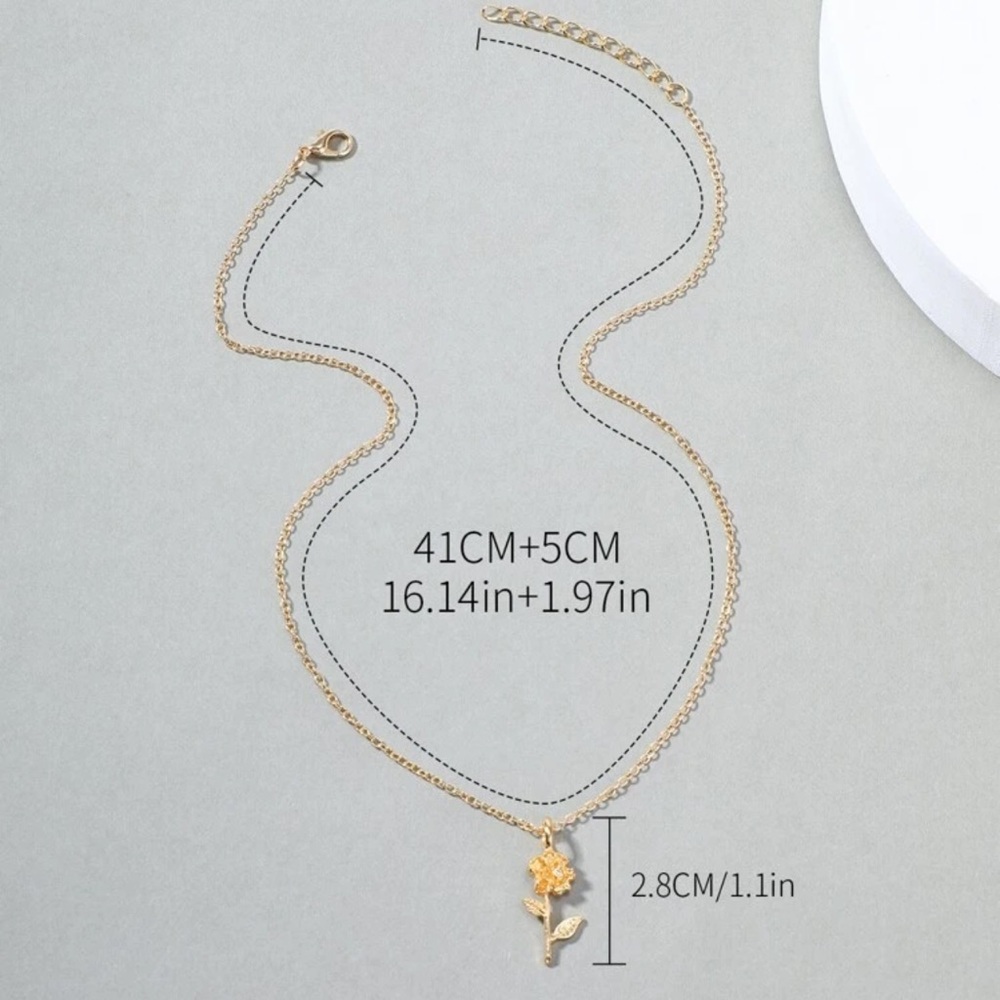 2/$10 NEW! Dainty Rose Flower Charm Necklace Dainty Cute Boho Sunmer - Picture 4 of 5